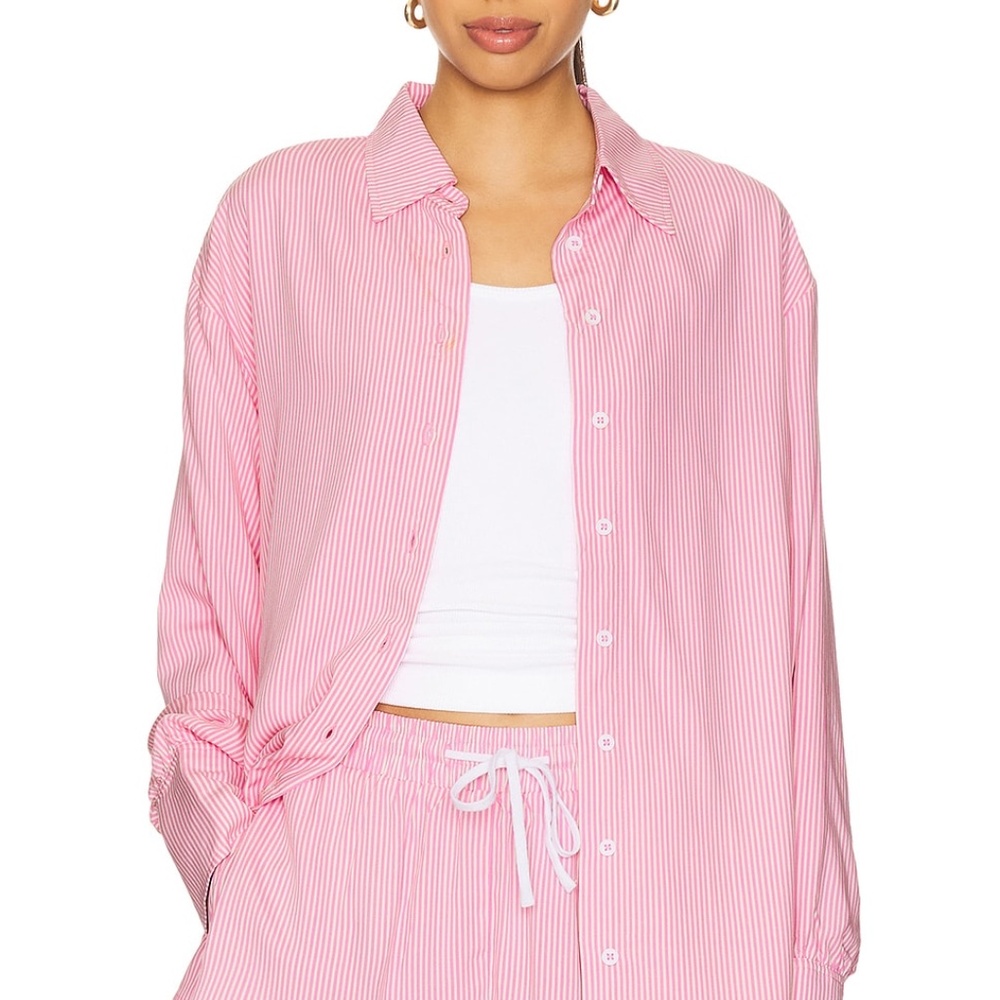 MORE TO COME Shirlie Button Down Top in Pink Stripe